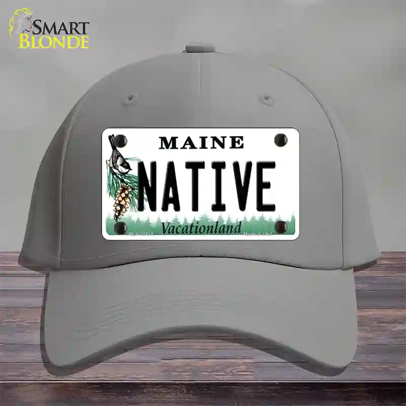 Native Maine Novelty License Plate Hat Cotton / Gray