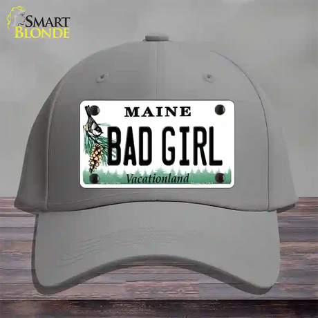 Bad Girl Maine Novelty License Plate Hat Cotton / Gray