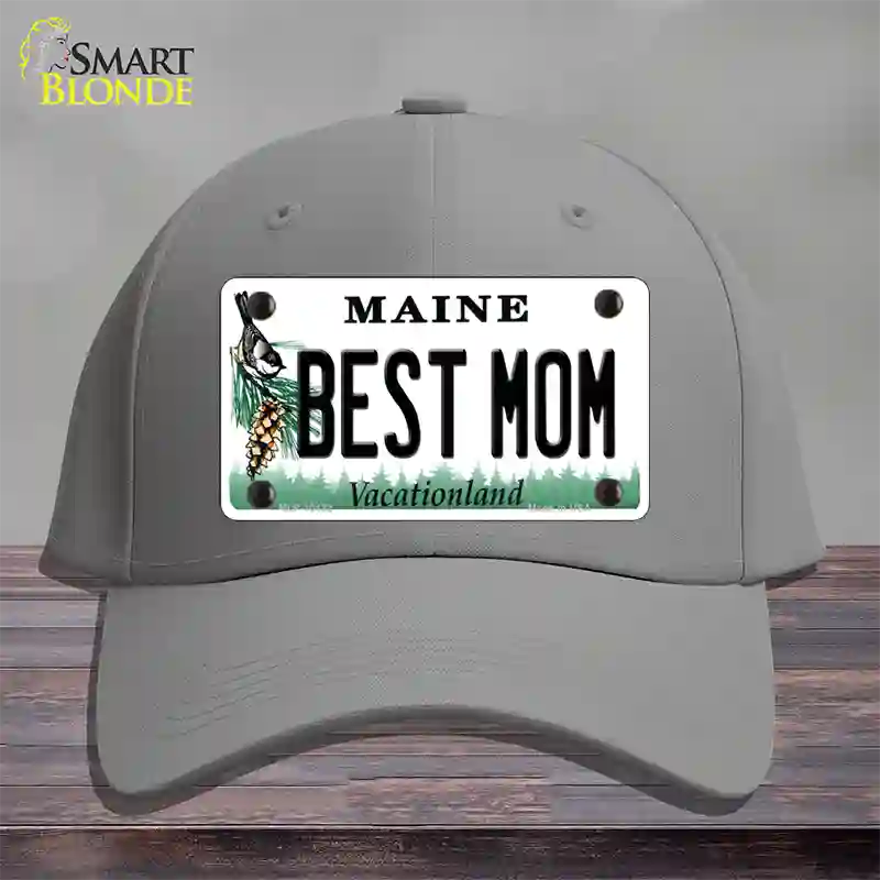 Best Mom Maine Novelty License Plate Hat Cotton / Gray