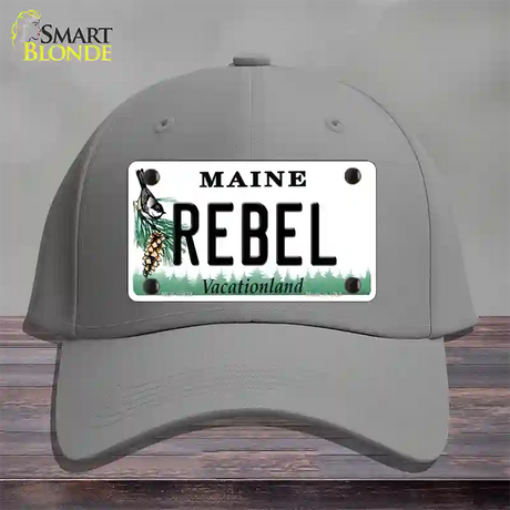 Rebel Maine Novelty License Plate Hat Cotton / Gray