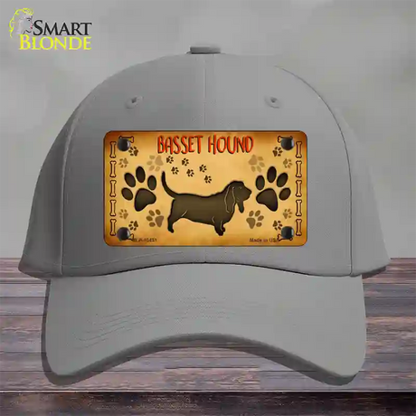 Basset Hound Novelty License Plate Hat Cotton / Gray