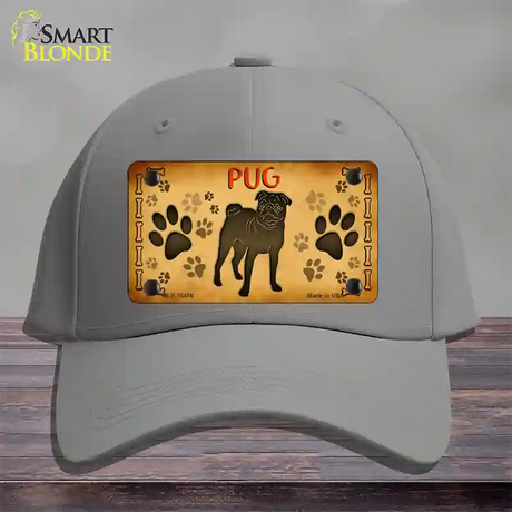 Pug Novelty License Plate Hat Cotton / Gray