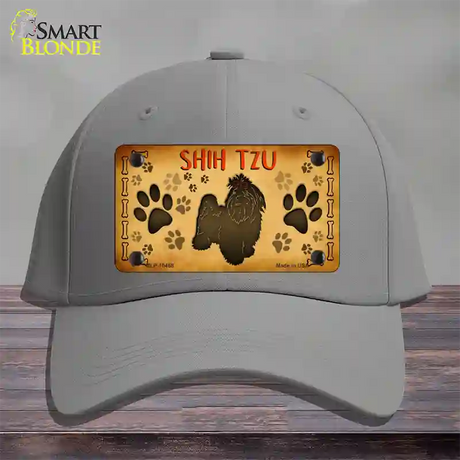 Shih Tzu Novelty License Plate Hat Cotton / Gray