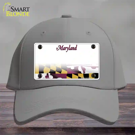 Maryland State Blank Novelty License Plate Hat Cotton / Gray