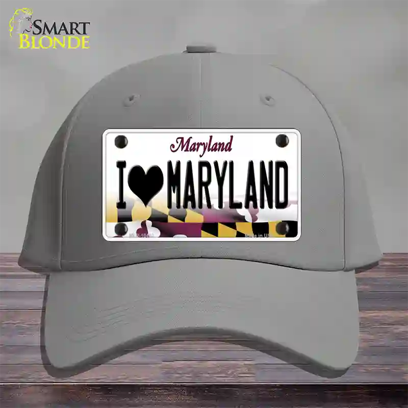 I Love Maryland Novelty License Plate Hat Cotton / Gray