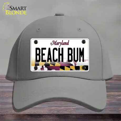 Beach Bum Maryland Novelty License Plate Hat Cotton / Gray