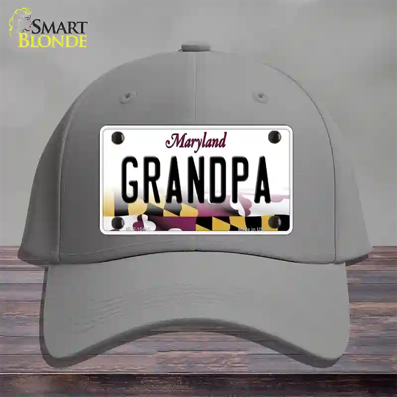 Grandpa Maryland Novelty License Plate Hat Cotton / Gray