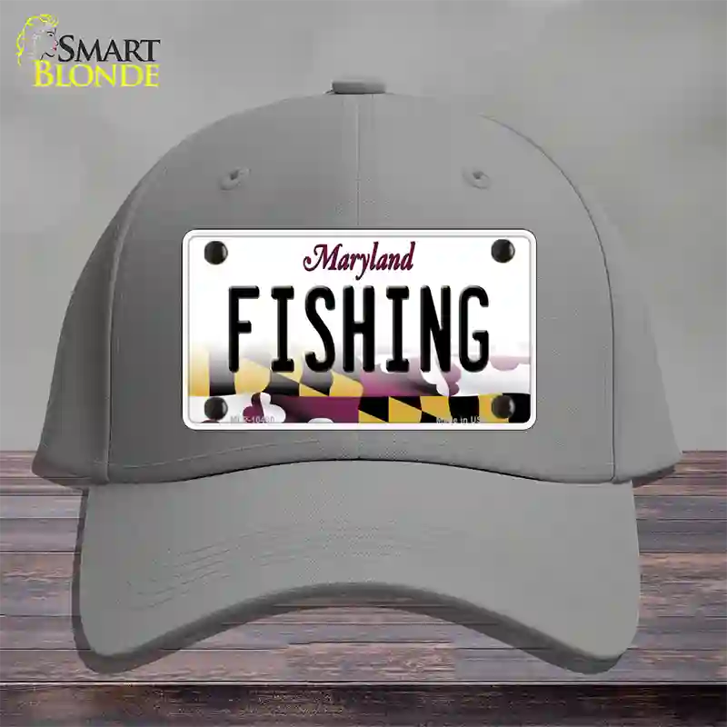 Fishing Maryland Novelty License Plate Hat Cotton / Gray