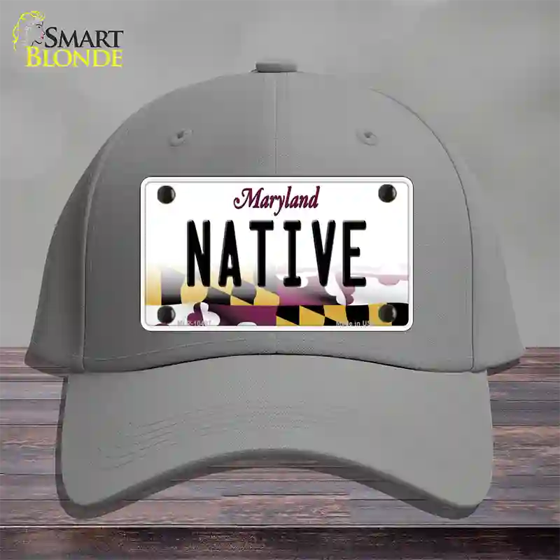 Native Maryland Novelty License Plate Hat Cotton / Gray