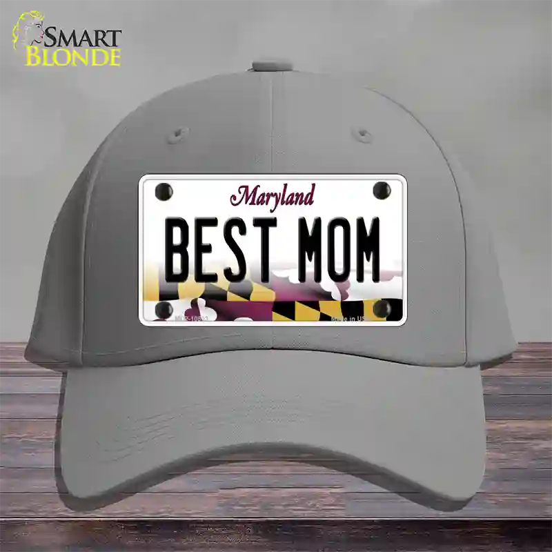 Best Mom Maryland Novelty License Plate Hat Cotton / Gray