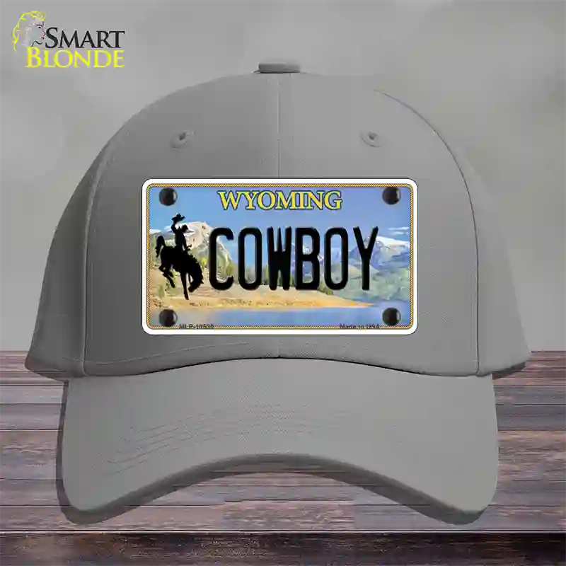 Cowboy Wyoming Novelty License Plate Hat Cotton / Gray