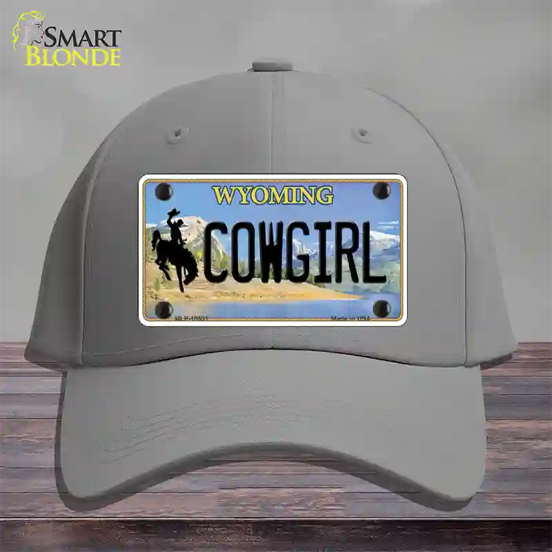 Cowgirl Wyoming Novelty License Plate Hat Cotton / Gray