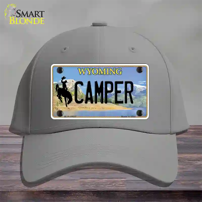 Camper Wyoming Novelty License Plate Hat Cotton / Gray