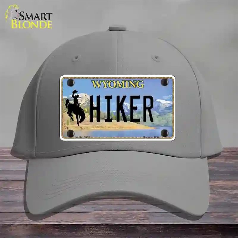 Hiker Wyoming Novelty License Plate Hat Cotton / Gray