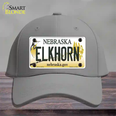 Elkhorn Nebraska Novelty License Plate Hat Cotton / Gray