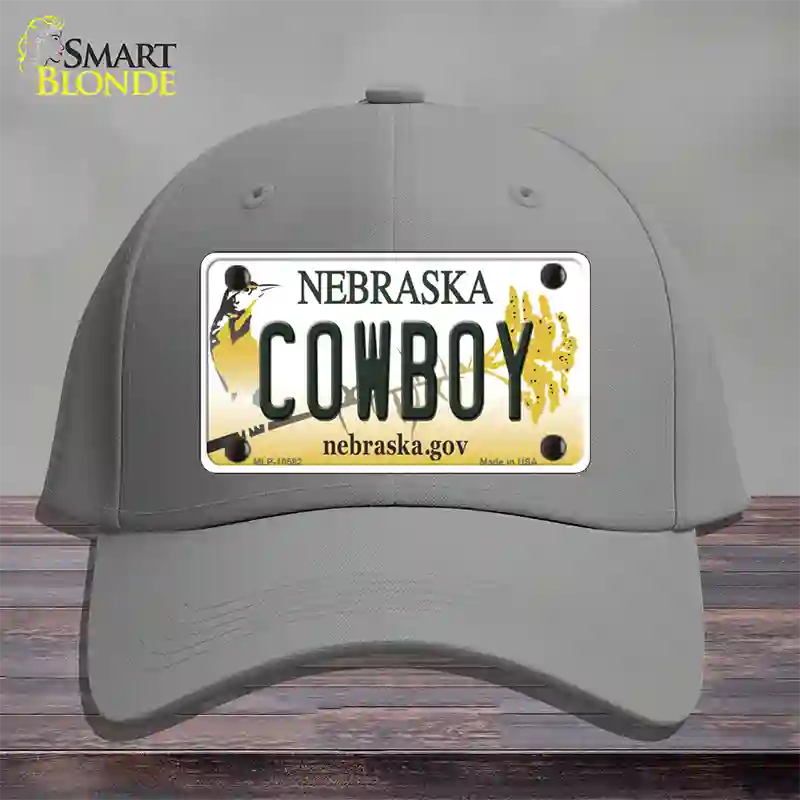 Cowboy Nebraska Novelty License Plate Hat Cotton / Gray