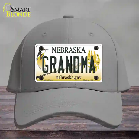 Grandma Nebraska Novelty License Plate Hat Cotton / Gray