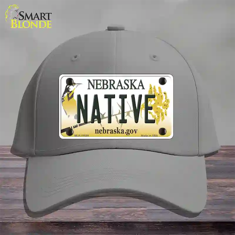 Native Nebraska Novelty License Plate Hat Cotton / Gray