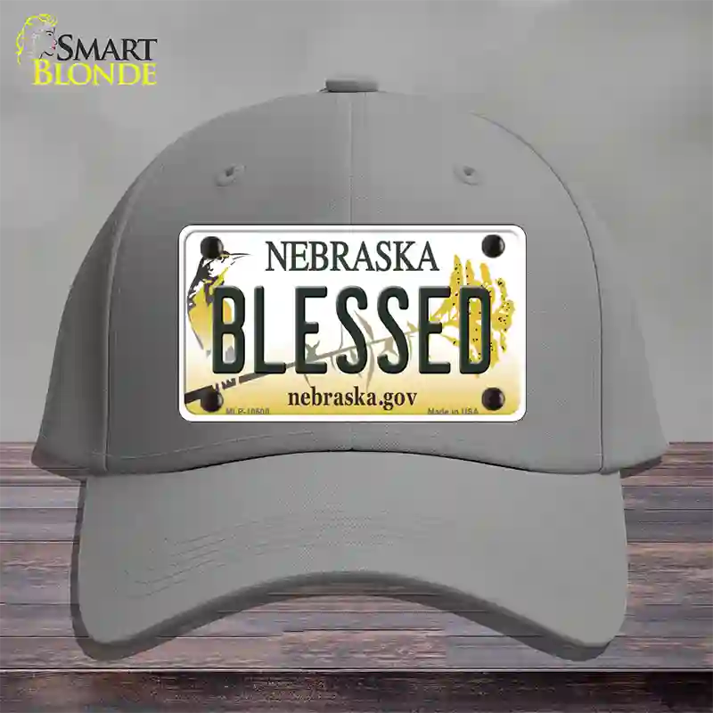 Blessed Nebraska Novelty License Plate Hat Cotton / Gray