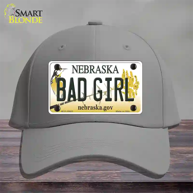 Bad Girl Nebraska Novelty License Plate Hat Cotton / Gray