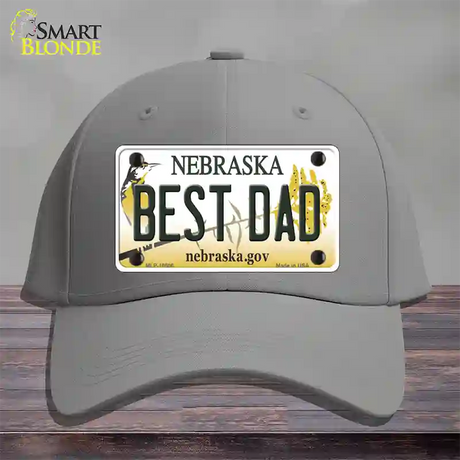 Best Dad Nebraska Novelty License Plate Hat Cotton / Gray