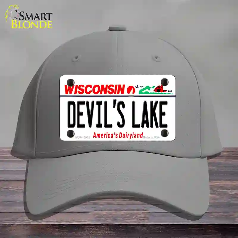 Devils Lake Wisconsin Novelty License Plate Hat Cotton / Gray