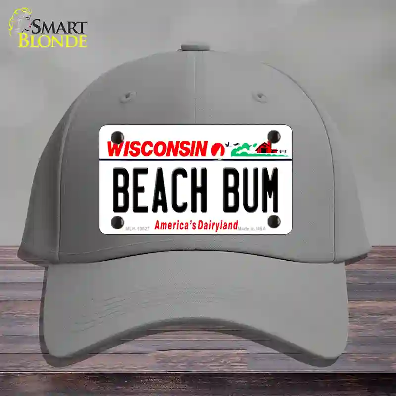 Beach Bum Wisconsin Novelty License Plate Hat Cotton / Gray