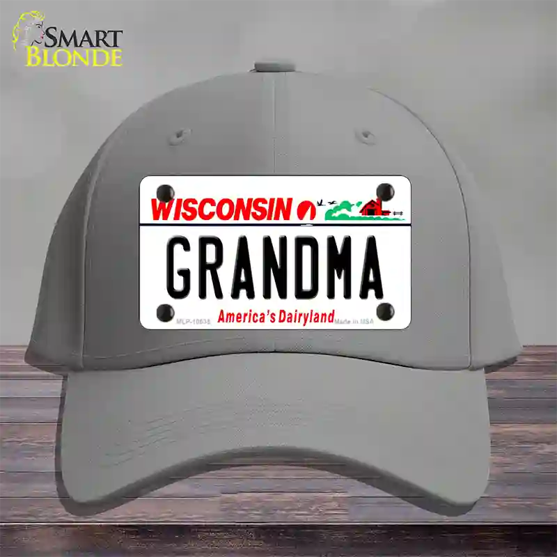 Grandma Wisconsin Novelty License Plate Hat Cotton / Gray