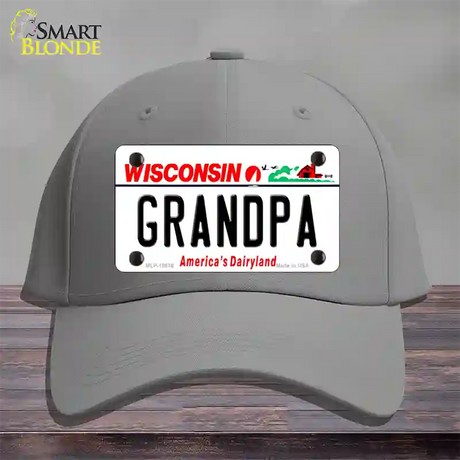 Grandpa Wisconsin Novelty License Plate Hat Cotton / Gray