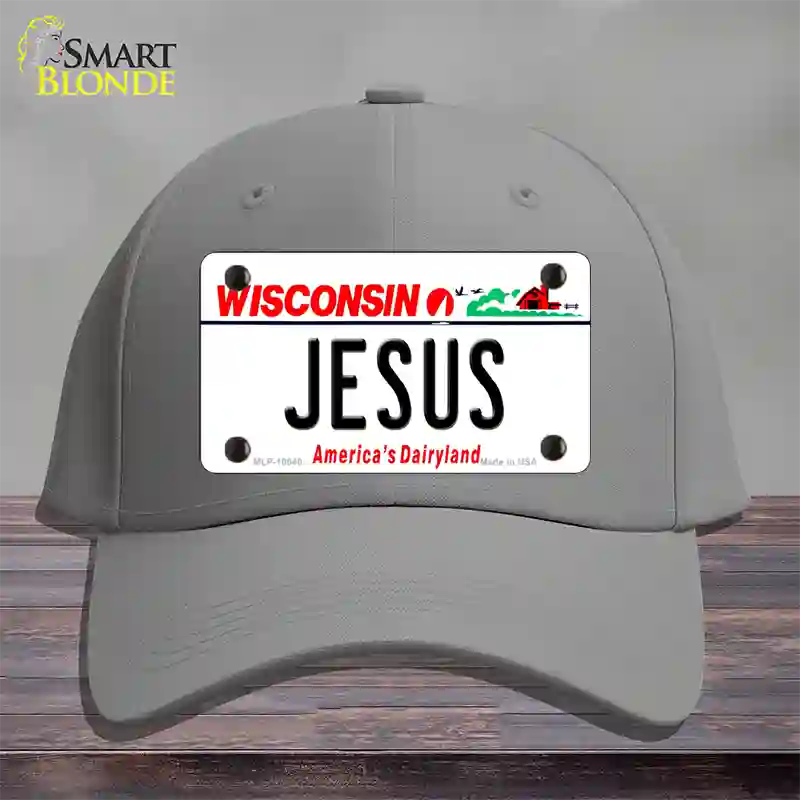 Jesus Wisconsin Novelty License Plate Hat Cotton / Gray