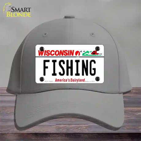 Fishing Wisconsin Novelty License Plate Hat Cotton / Gray