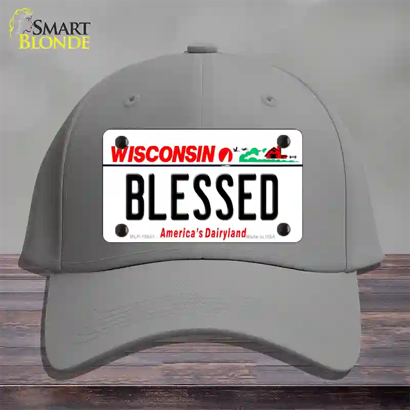 Blessed Wisconsin Novelty License Plate Hat Cotton / Gray