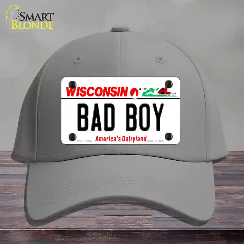 Bad Boy Wisconsin Novelty License Plate Hat Cotton / Gray