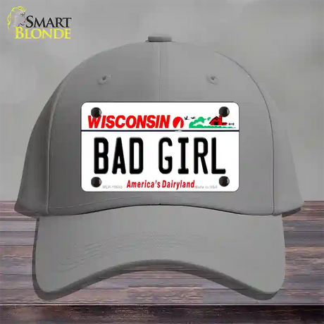 Bad Girl Wisconsin Novelty License Plate Hat Cotton / Gray