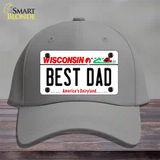 Best Dad Wisconsin Novelty License Plate Hat Cotton / Gray