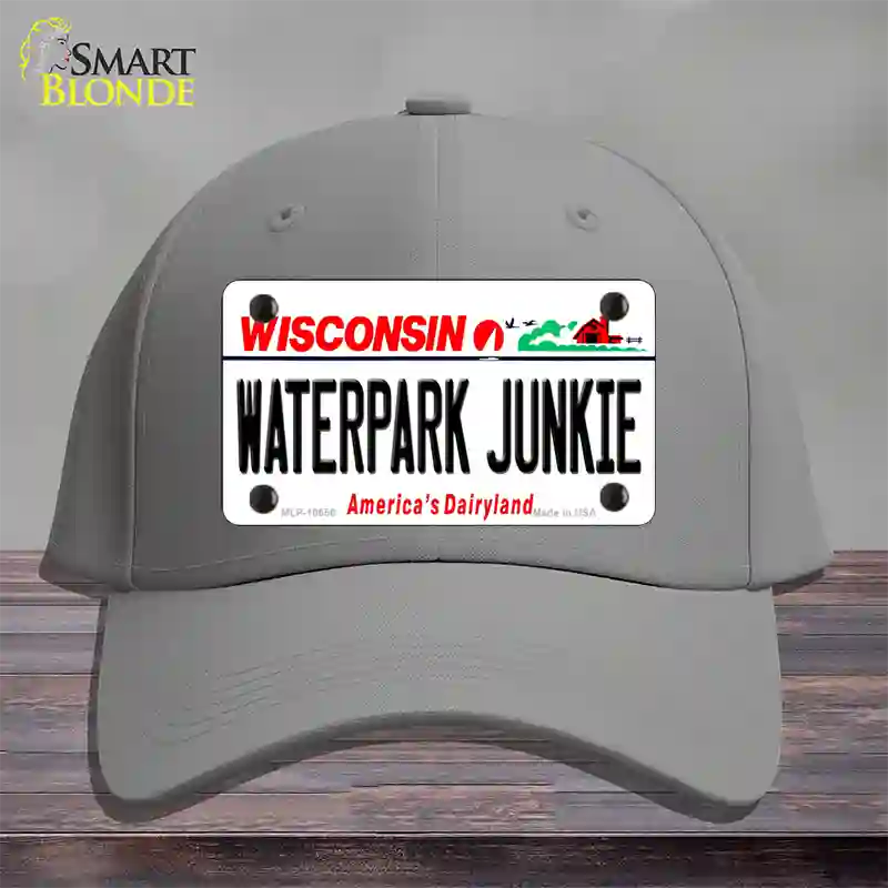 Waterpark Junkie Wisconsin Novelty License Plate Hat Cotton / Gray