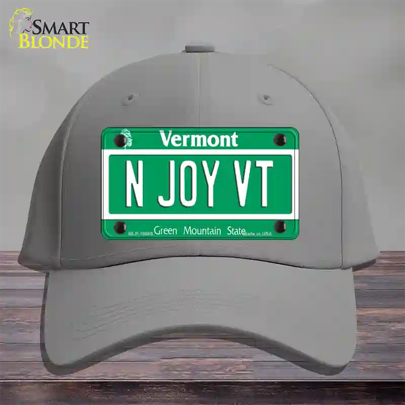 N Joy VT Vermont Novelty License Plate Hat Cotton / Gray