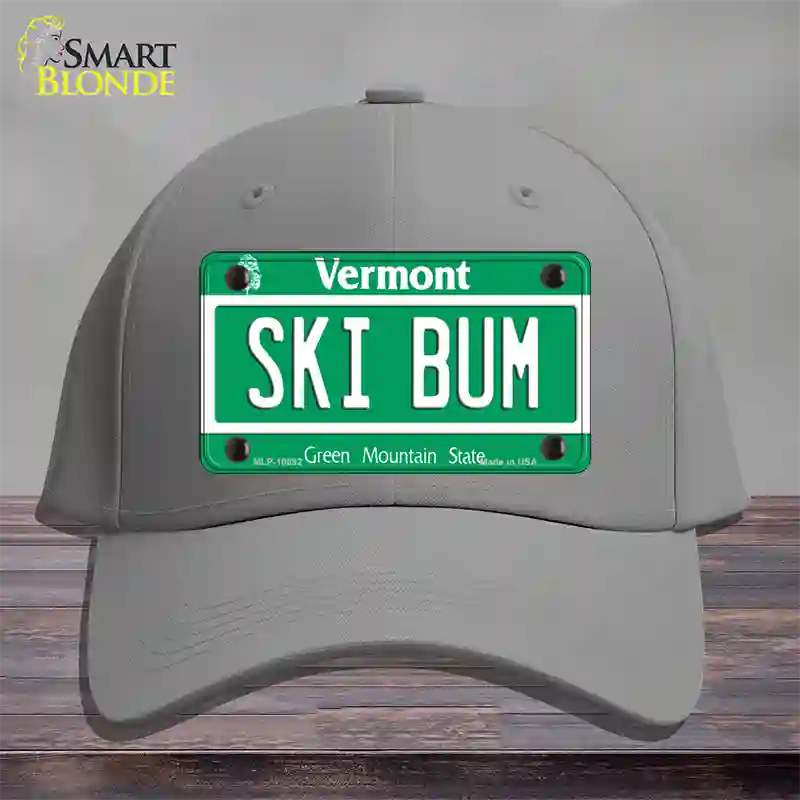 Ski Bum Vermont Novelty License Plate Hat Cotton / Gray