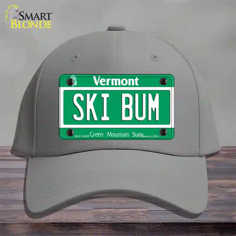 Ski Bum Vermont Novelty License Plate Hat Cotton / Gray