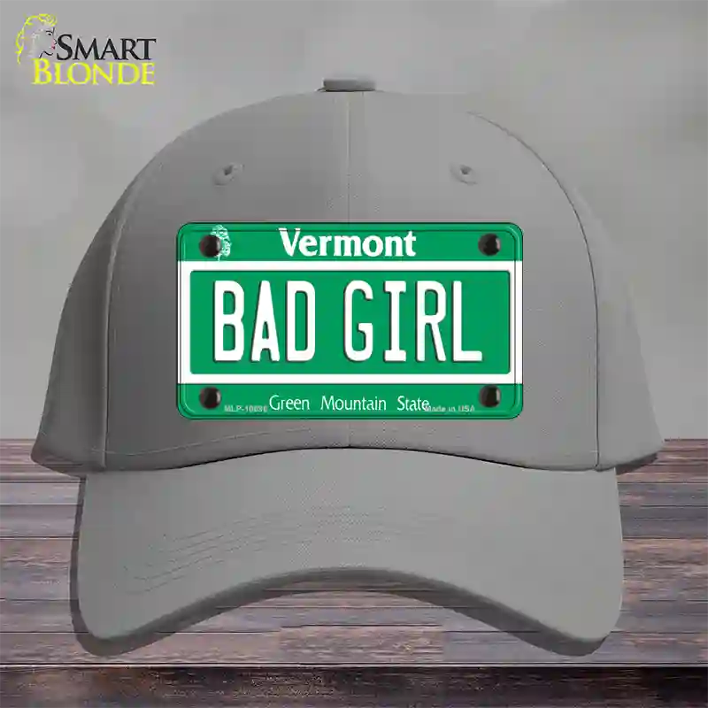 Bad Girl Vermont Novelty License Plate Hat Cotton / Gray