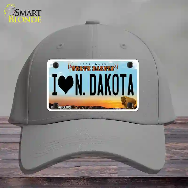 I Love North Dakota Novelty License Plate Hat Cotton / Gray