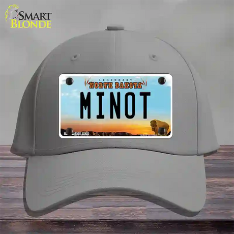 Minot North Dakota Novelty License Plate Hat Cotton / Gray