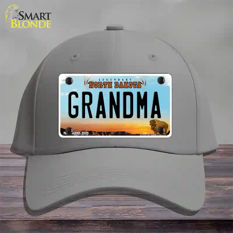 Grandma North Dakota Novelty License Plate Hat Cotton / Gray