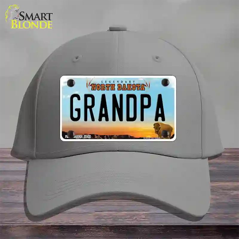 Grandpa North Dakota Novelty License Plate Hat Cotton / Gray