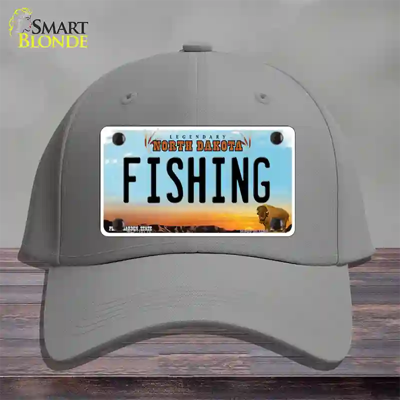 Fishing North Dakota Novelty License Plate Hat Cotton / Gray