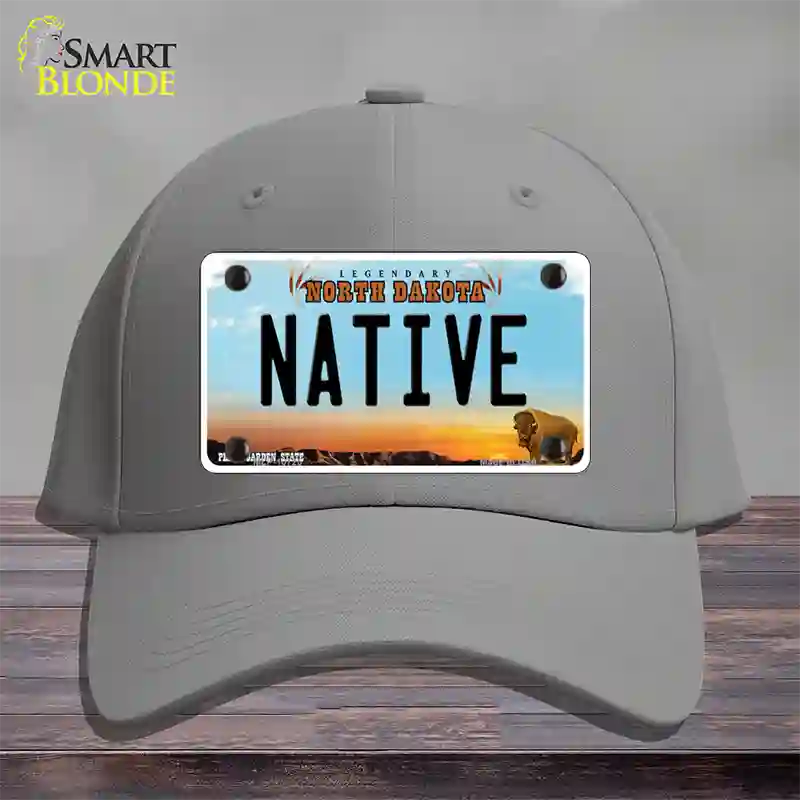 Native North Dakota Novelty License Plate Hat Cotton / Gray