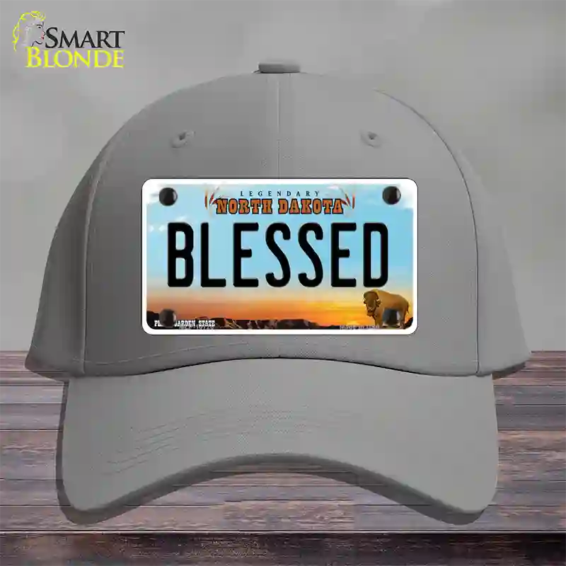 Blessed North Dakota Novelty License Plate Hat Cotton / Gray