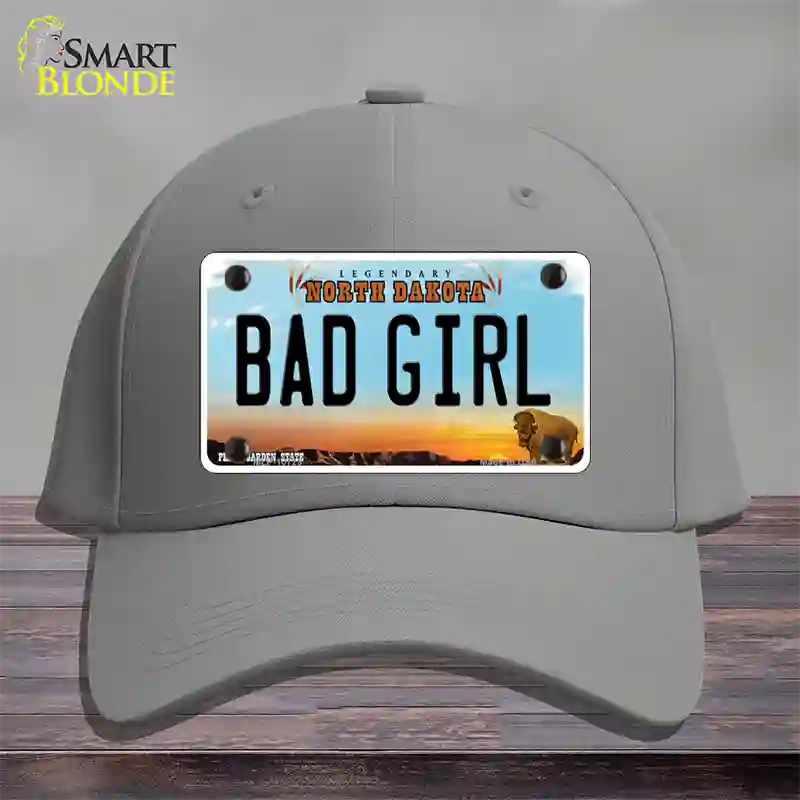 Bad Girl North Dakota Novelty License Plate Hat Cotton / Gray