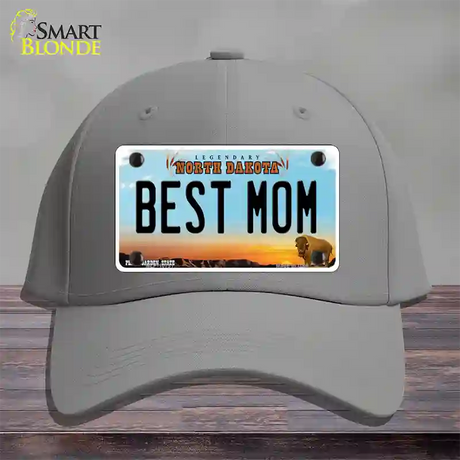 Best Mom North Dakota Novelty License Plate Hat Cotton / Gray