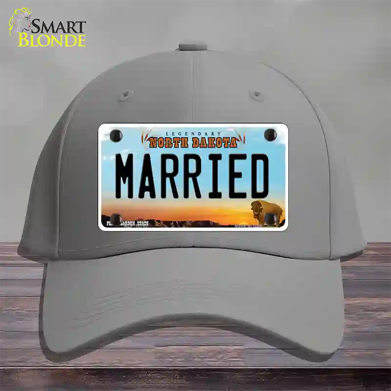 Married North Dakota Novelty License Plate Hat Cotton / Gray